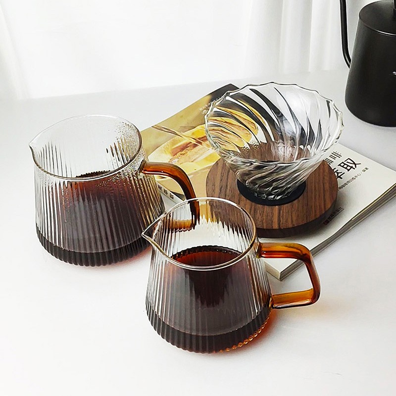 手冲咖啡壶套装胡桃木V60螺旋滤杯日式竖纹分享壶滴漏式玻璃器具