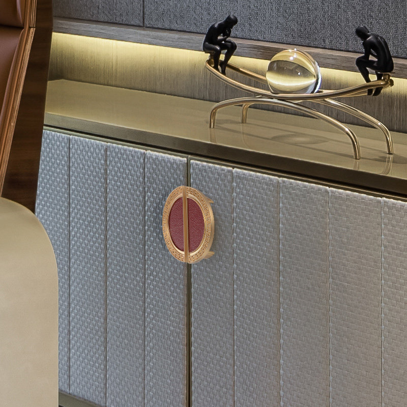 中式古典半圆形拉手金色轻奢抽屉柜门拉手欧式仿古衣柜子橱柜把手