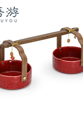 吾游结婚子孙桶送新人红色小喜桶一对婚庆用品女方陪嫁小红桶摆件