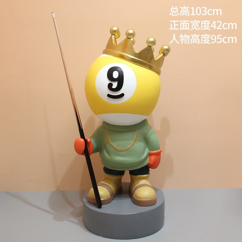 台球落地公仔桌球俱乐部黑八商用台球厅大型摆件客厅开业礼物