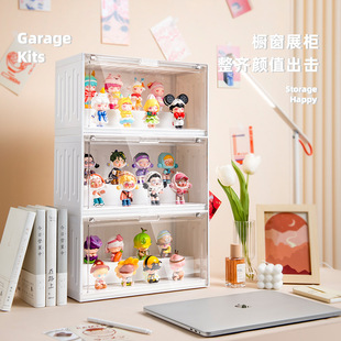 拉布布收纳盒家用透明桌面盲盒收纳展示架客厅卧室手办塑料