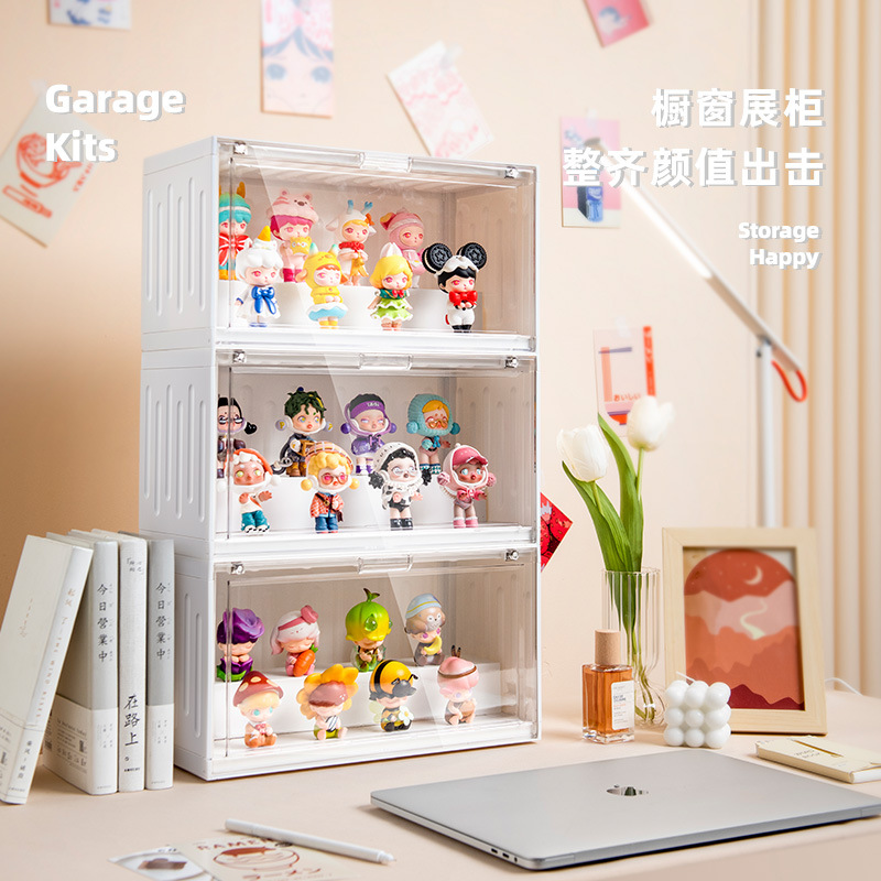 潮办展示柜集装箱手办盲盒侧开门防尘展示架泡泡马特展示柜定制