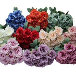 仿真花多洛塔玫瑰假花摆设干花花束婚庆客厅餐桌摆花装饰花艺摆件