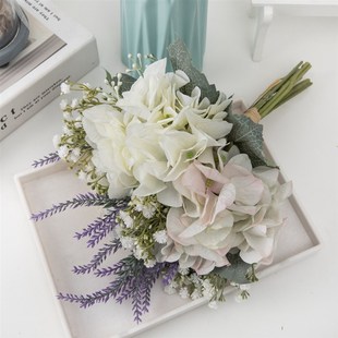 瓦勒莉绣球束仿真花装饰花设计婚庆手捧花束墙饰墙挂跨境CF01047