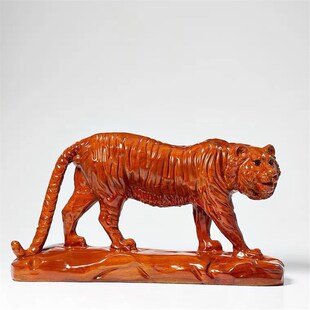 木雕老虎摆件木质上山生肖虎虎生威家居家居装饰客厅装饰工艺品