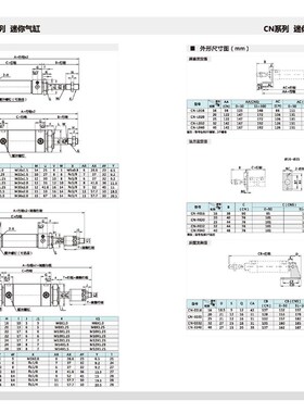 纽立得 CN/CND/CNJ16/20-150-175-200-225-250-275-S-B-M-U-A气缸