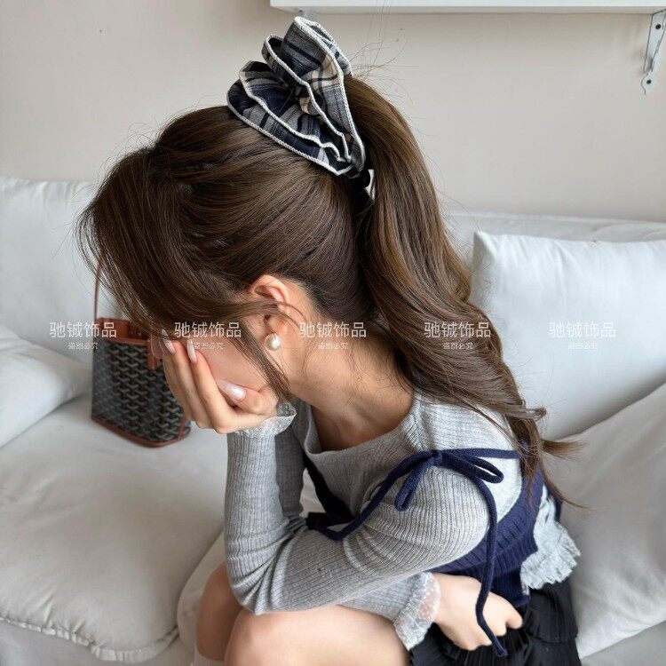 韩系蓝咖格～文艺学院风香蕉竖夹2026新款气质抓夹显发量盘发扭夹