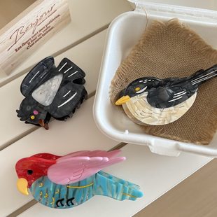 大雁南飞春夏发夹透明清新抓夹百搭卡通鲨鱼夹子半扎发饰品新品女