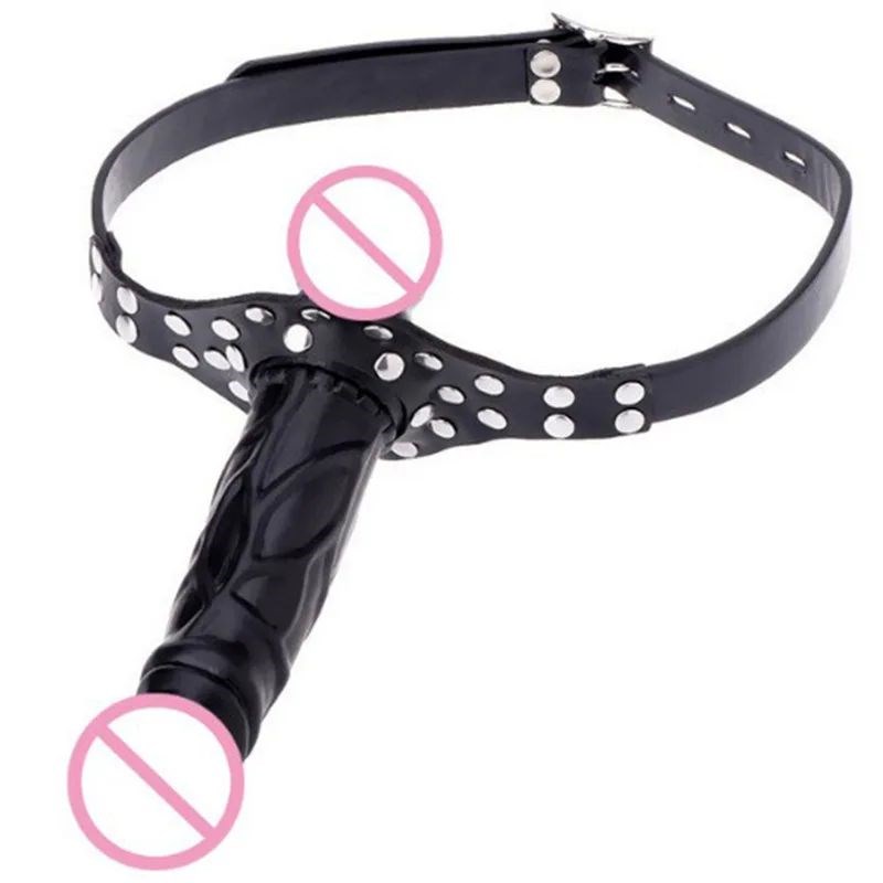 Slave Restraint Rearlistic Penis Double-Ended Dildo Gag