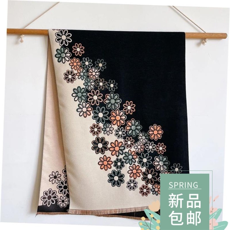 2023 New Women floower Cashmere Scarf Luxury Brand Winter Th