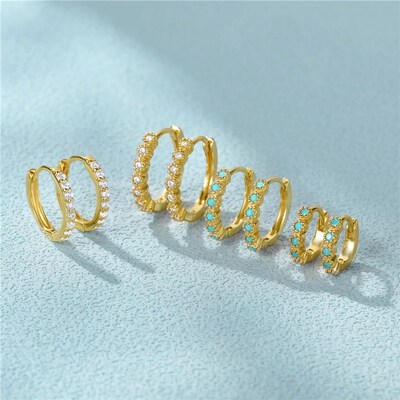 Silver 925 1 pair Women Small Hoops Earring PiercUing Ear Ca
