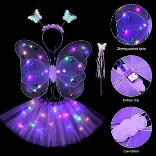 Girls 4Pcs Double Fairy But Flashing Led Laqyers Set Light