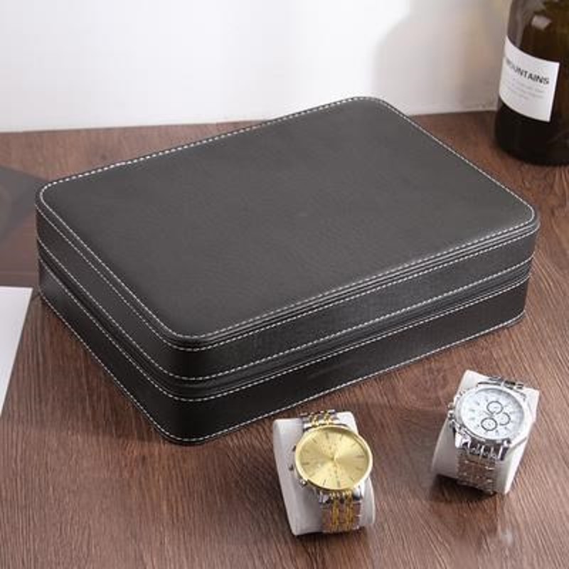 Leather zipper watch storage box collectLion display gift bo