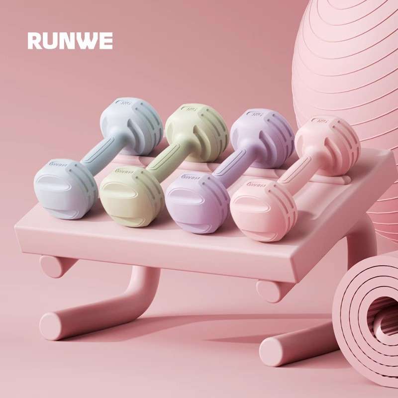 朗威哑铃女士健身家用器材儿童学生一体式练臂肌包胶男生小哑铃