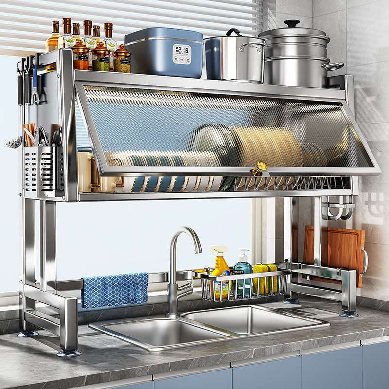 帅仕不锈钢厨房水槽置物架碗碟收纳架碗架洗碗槽碗柜多功能沥郑之