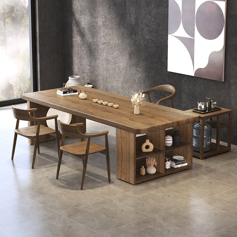 实木长条泡茶桌家用客厅学习桌带书架简约会议桌意式茶桌办公桌子,住宅家具,家用茶台/茶桌,淘宝优惠券,粉丝福利购,淘宝优惠卷