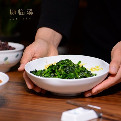 鹿临溪景德镇陶瓷盘子手绘釉下彩家用面碗新中式田园风高温瓷餐具