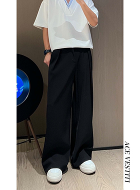 ACE VESTITI美式休闲男装慵懒风百搭直筒打褶饰宽松阔腿休闲长裤