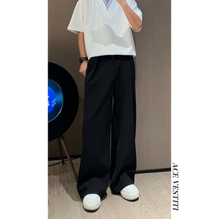 慵懒风百搭直筒打褶饰宽松阔腿休闲长裤 休闲男装 VESTITI美式 ACE