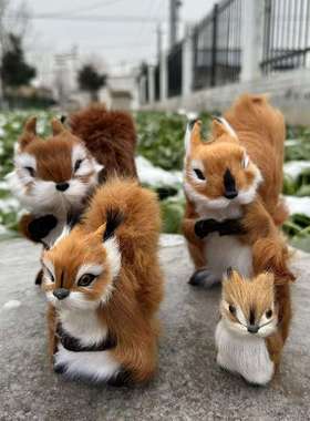 仿真动物毛仿真动物仿真松鼠可爱摆件松鼠道具礼品玩具送人松鼠