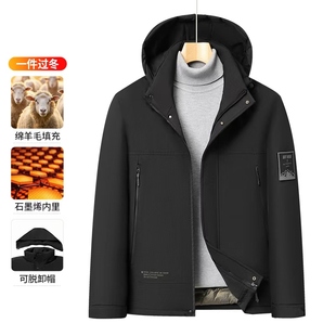 崔万志秋冬款 H2512 加厚保暖外套棉衣纯色休闲羊毛丝绵内胆棉服