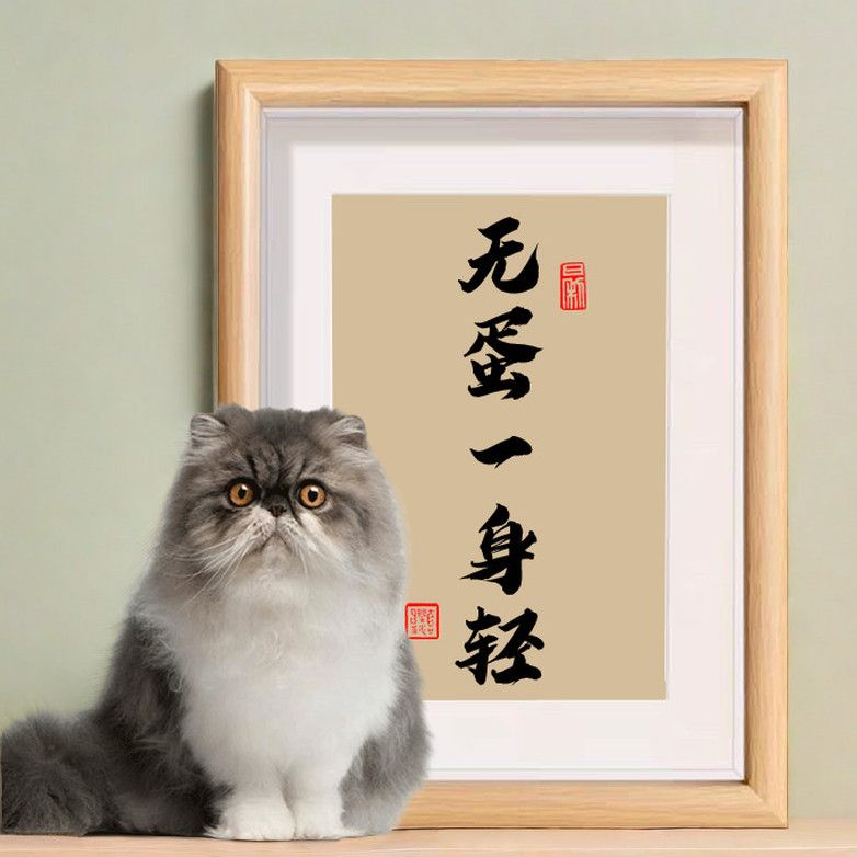 无蛋一身轻书法定制相框宠物医院
