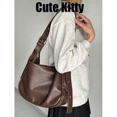 合集 CuteKitty学院风女复古小众单肩托特包百搭通勤小方包A
