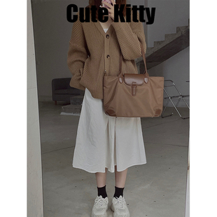 Cute Kitty大容量包包女早八通勤实用轻巧尼龙托特包百搭单肩包潮