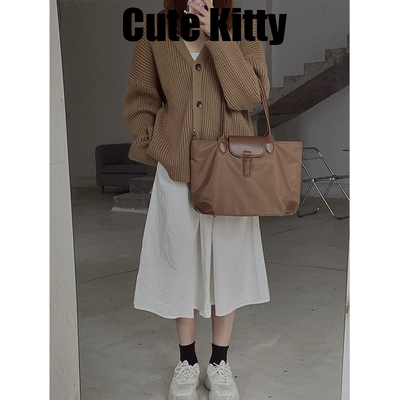 Cute Kitty大容量包包女早八通勤实用轻巧尼龙托特包百搭单肩包潮