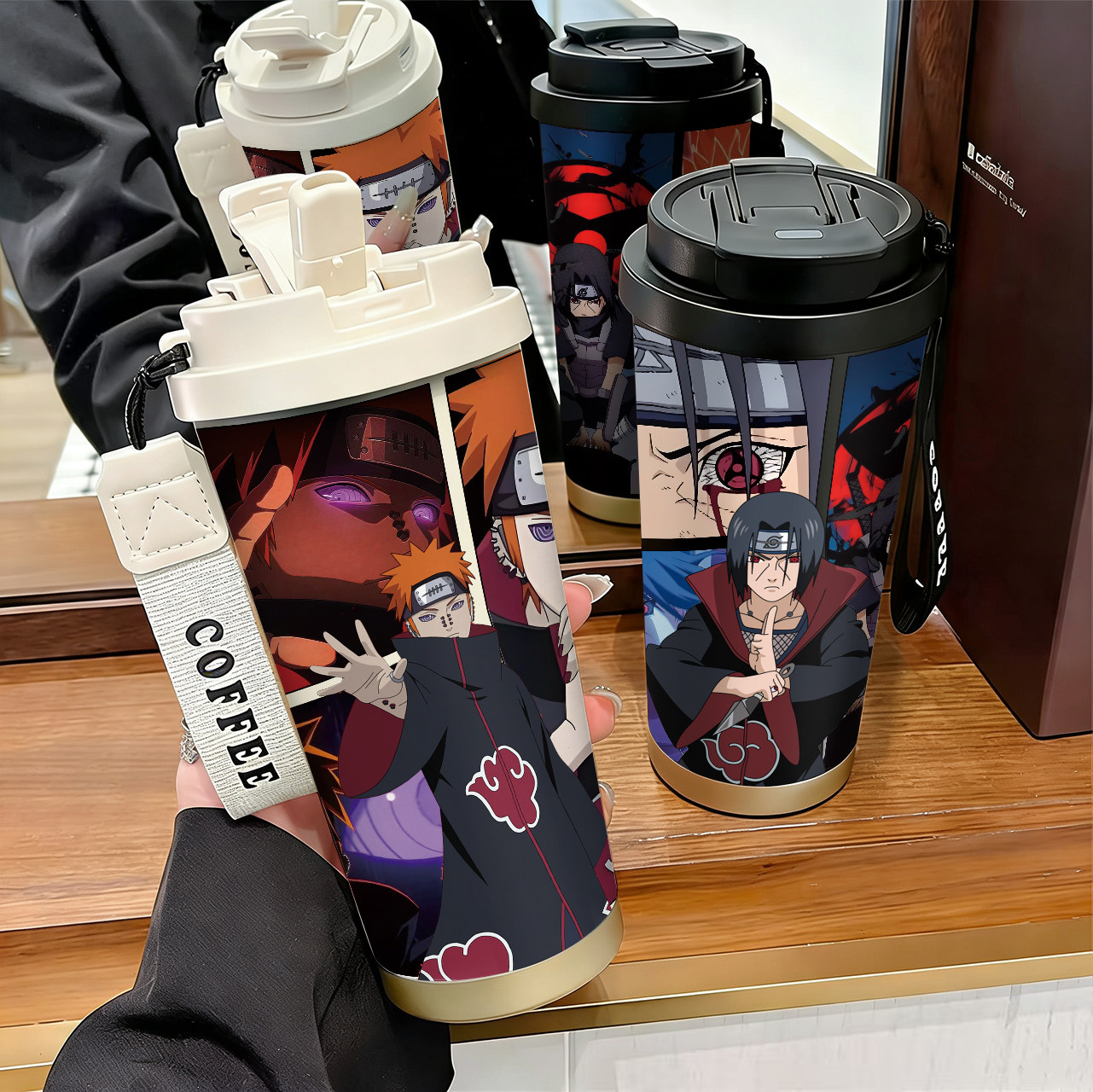 晓组织鼬佩恩保温杯带土吸管水杯316不锈钢大蛇丸迪达拉火影忍者