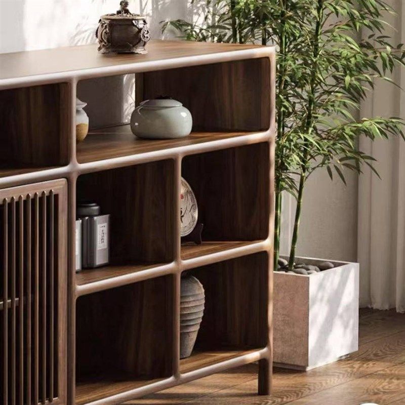 新中式实木储物柜茶矮柜茶柜边A柜北美黑胡桃储藏柜杂物柜茶水柜,住宅家具,餐边柜,淘宝优惠券,粉丝福利购,淘宝优惠卷