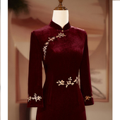 秋冬丝绒喜婆婆婚宴装 2026新款 高贵演出连衣裙女妈妈婚礼礼服裙