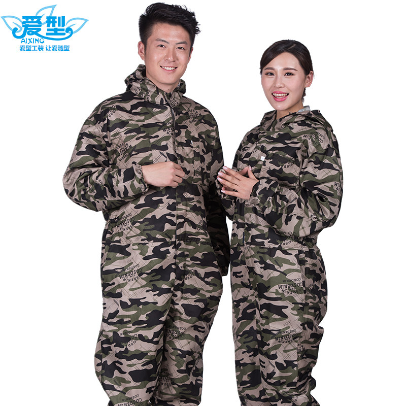 长袖迷彩连体工作服男女防尘防污连G裤工装耐磨工厂汽修仓库车间
