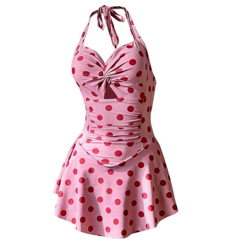 泳装少女可爱粉红色波q点遮肉显瘦游泳衣女款连体保守裙式泡温泉,运动/瑜伽/健身/球迷用品,连体泳衣,淘宝优惠券,粉丝福利购,淘宝优惠卷