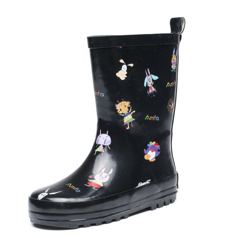 儿童雨靴女孩子i雨鞋粉色黑色涂鸦女生橡胶水鞋韩版中小童宝宝雨