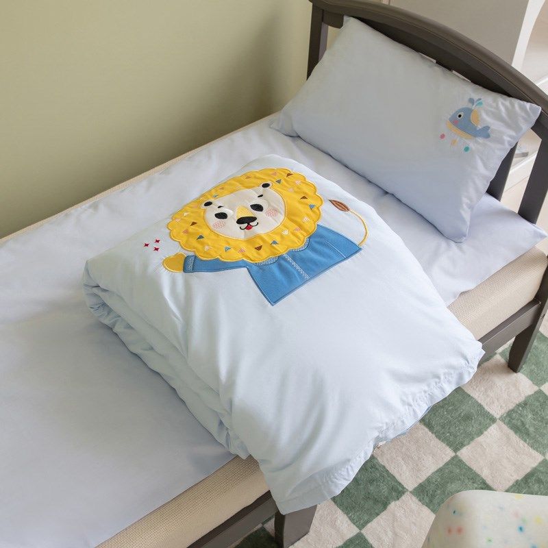 幼儿园被子三f件套纯全棉儿童宝宝纯蓝绿色绣花入园含芯六件套床,婴童用品,婴童床品套件,淘宝优惠券,粉丝福利购,淘宝优惠卷