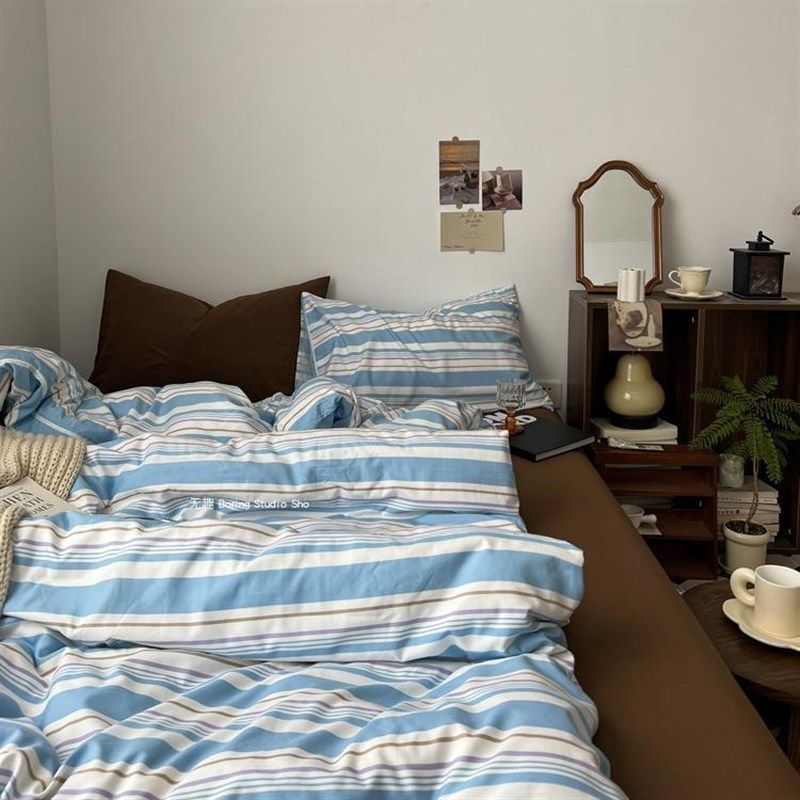 软fufu波f点 I 四件套床上用品水洗棉被罩被套1.8床单人宿舍三件,床上用品,床品套件/四件套/多件套,淘宝优惠券,粉丝福利购,淘宝优惠卷