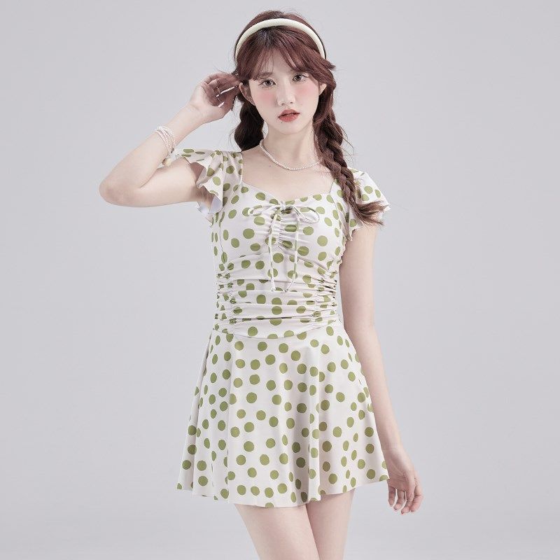 2025新款波点连体泳衣女高级感平角裙式遮肚P显瘦学生保守沙滩度,运动/瑜伽/健身/球迷用品,连体泳衣,淘宝优惠券,粉丝福利购,淘宝优惠卷