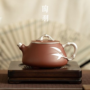 紫砂鎏银节节高升壶陶瓷家用泡茶壶单壶大号冲茶器功夫茶具茶盏