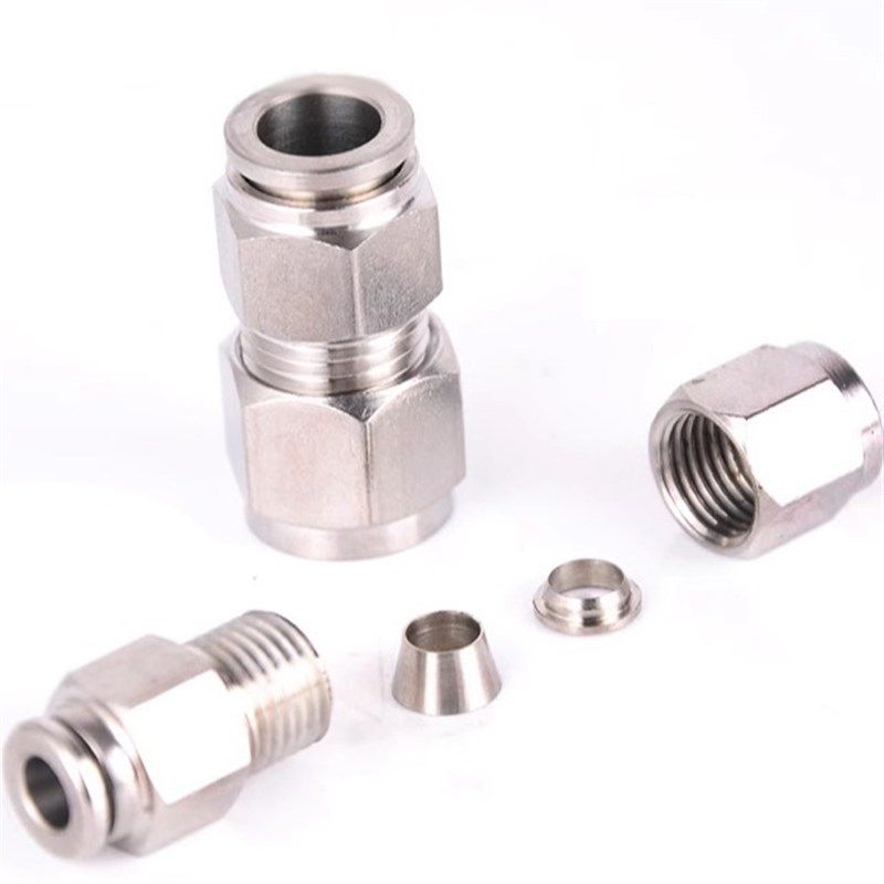 不锈钢卡套转快插直通气源快速接头 不锈钢管转换软管PZ复合接头