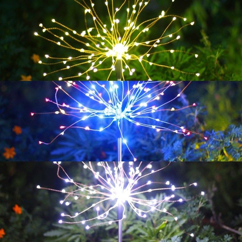太阳能蒲公英彩灯一拖四五烟花灯插地草坪灯串户外节日庭院装饰灯