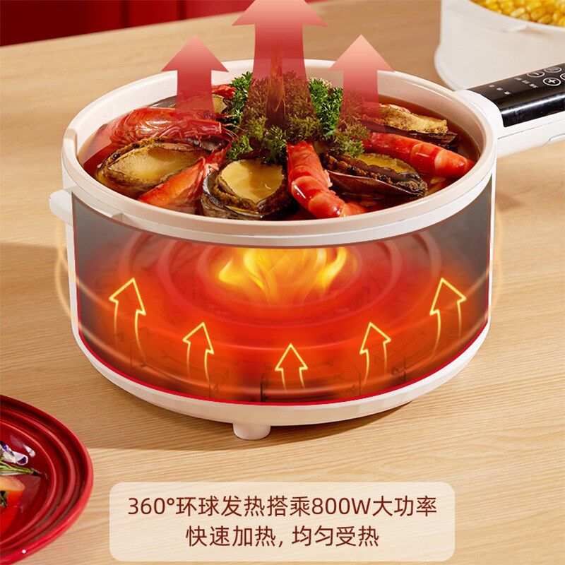 德国SPB电煮锅家用宿舍3升大容量双层蒸笼小电锅一体式智能电火锅