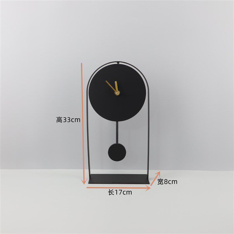 现代简约黑色金属几何挂钟摆件办公室卧室书房客厅样板房家居饰品