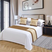 酒店床上用品宾馆民宿酒店桌旗床旗床尾巾装 饰条抱枕纯色亚麻棉麻