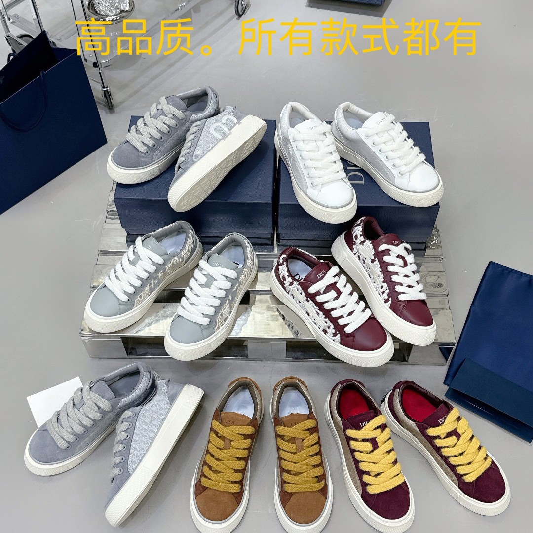 D家字母刺绣系带休闲鞋b33情侣款