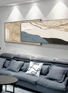 现代客厅装饰画橙色大气极简沙发背景墙挂画抽象肌理卧室叠画