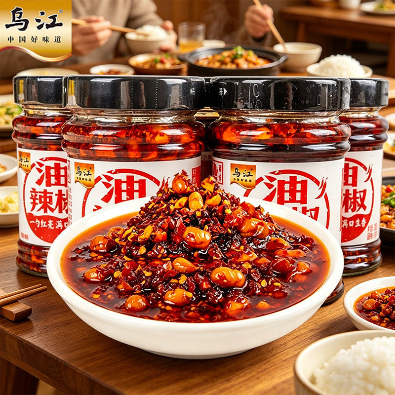 乌江油辣椒香辣油泼辣子拌菜调味料风味豆豉腊肉辣椒酱下饭凉拌酱