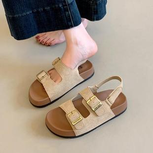 厚底网红孕妇防滑沙滩罗马鞋 超火休闲勃肯凉鞋 夏季 女款 子 2025新款