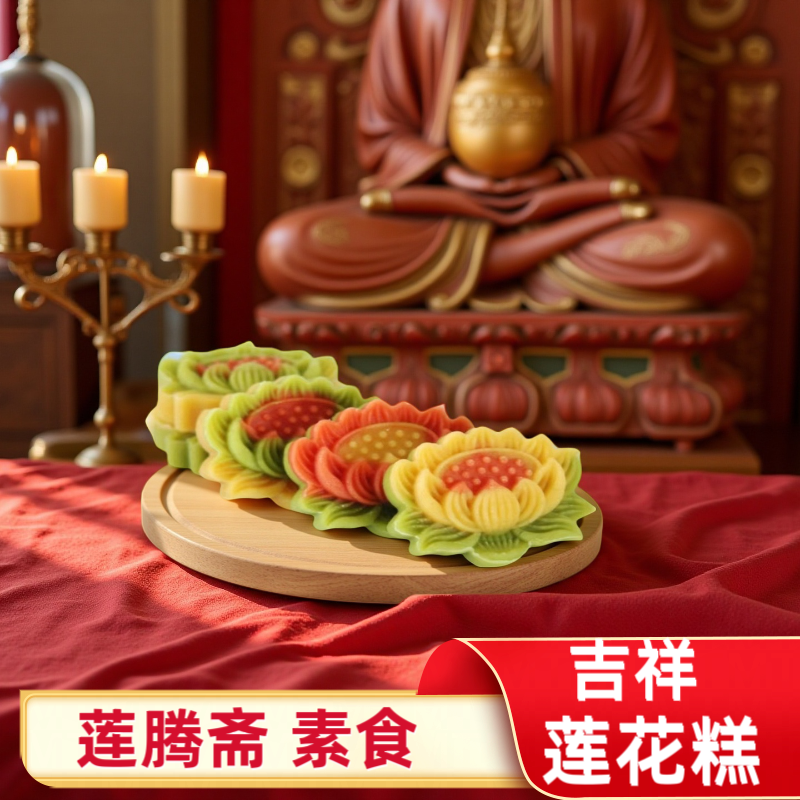 素食糕点 多彩莲花糕 传统精美茶点中式手工制作中式摆台糕点