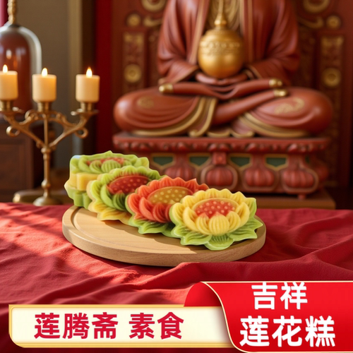 素食糕点 多彩莲花糕 传统精美茶点中式手工制作中式摆台糕点
